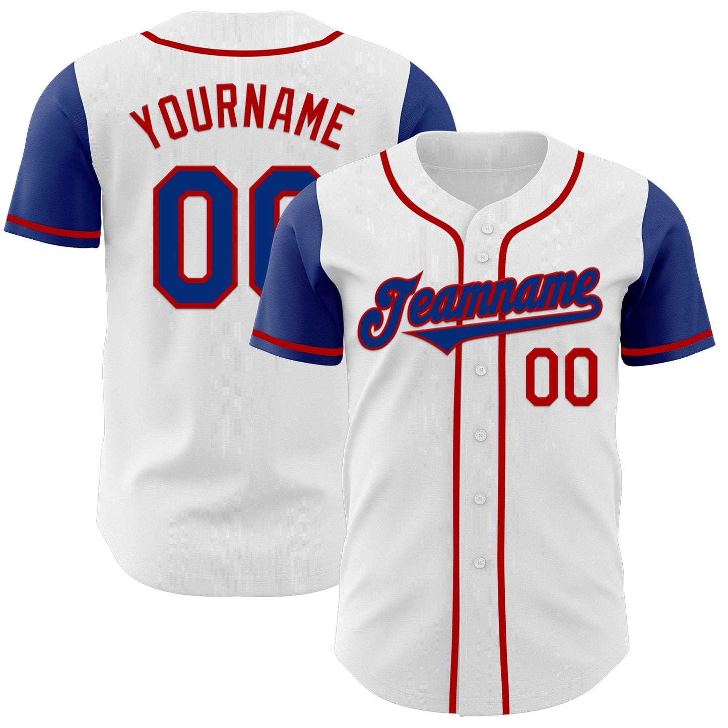 Custom White Royal-Red Authentic Two Tone Baseball Jersey - Main View