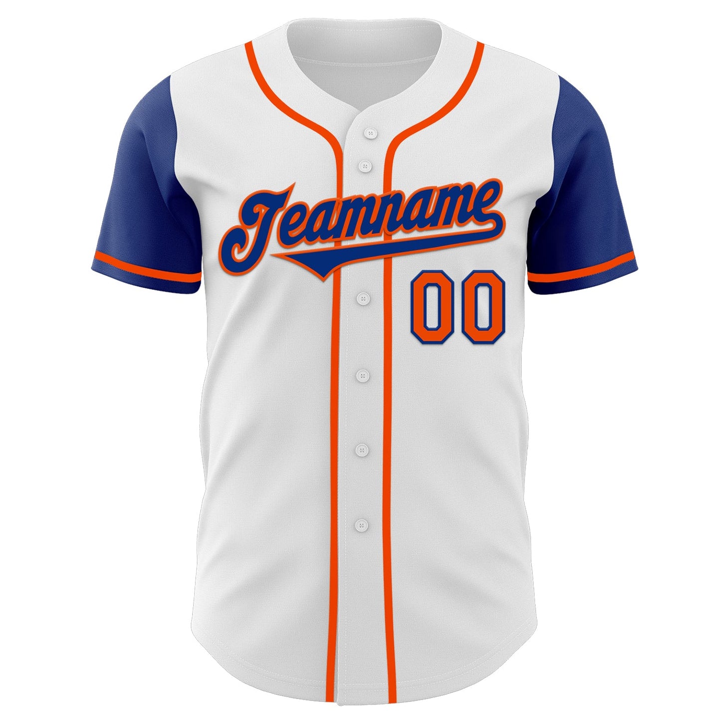 Custom White Royal-Orange Authentic Two Tone Baseball Jersey view 2
