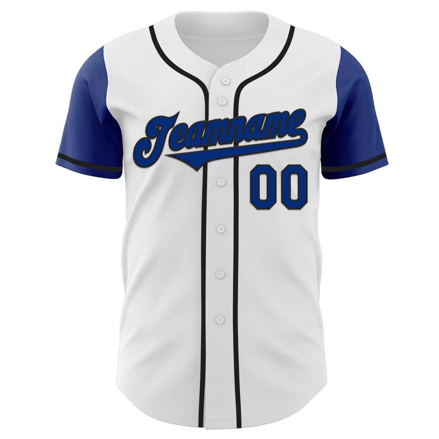 Custom White Royal-Black Authentic Two Tone Baseball Jersey view 2