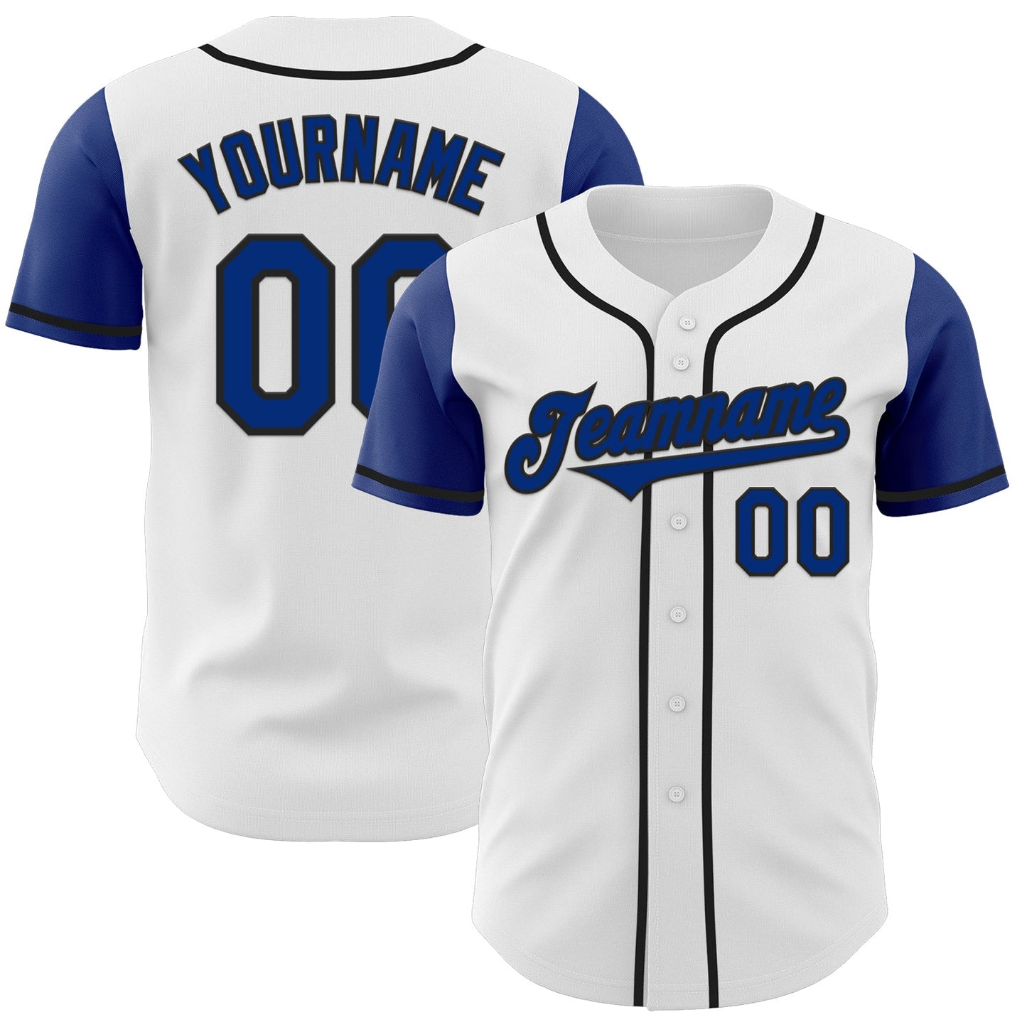 Custom White Royal-Black Authentic Two Tone Baseball Jersey - Main View