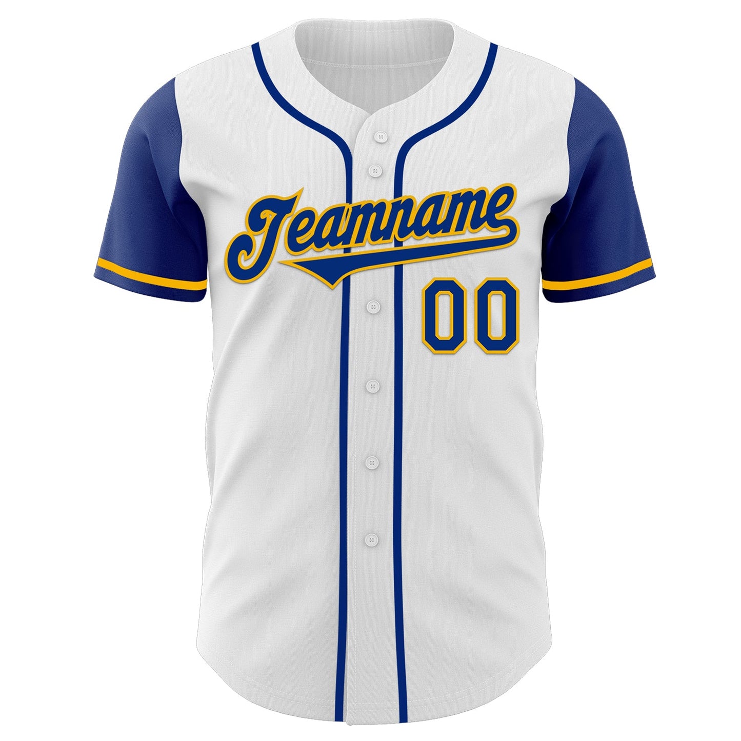 Custom White Royal-Gold Authentic Two Tone Baseball Jersey view 2