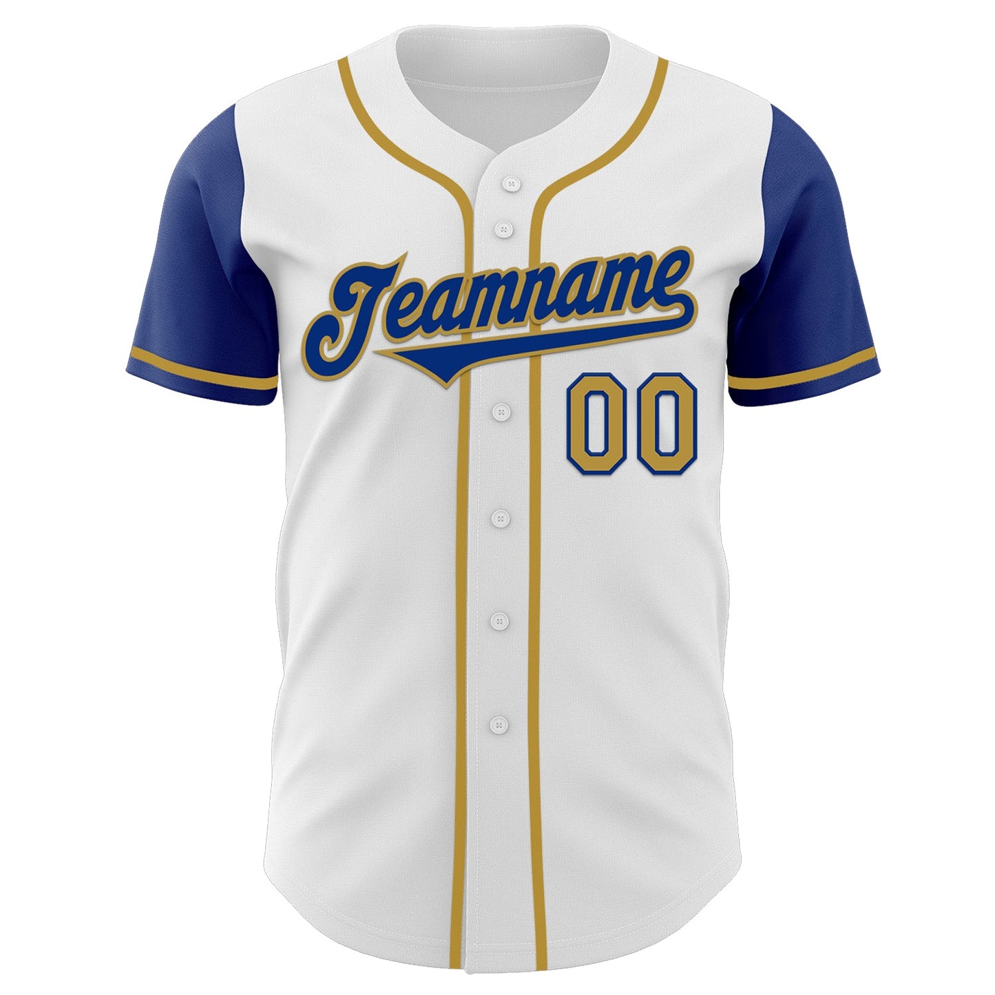 Custom White Royal-Old Gold Authentic Two Tone Baseball Jersey view 2