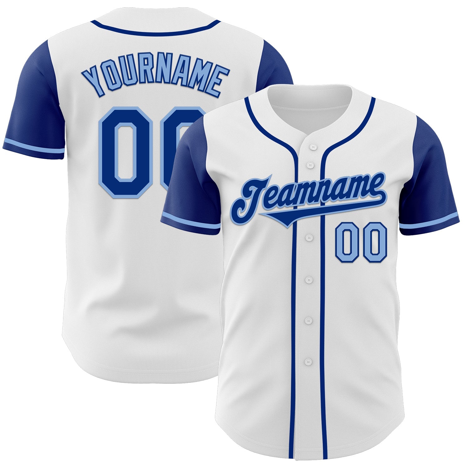 Custom White Royal-Light Blue Authentic Two Tone Baseball Jersey - Main View
