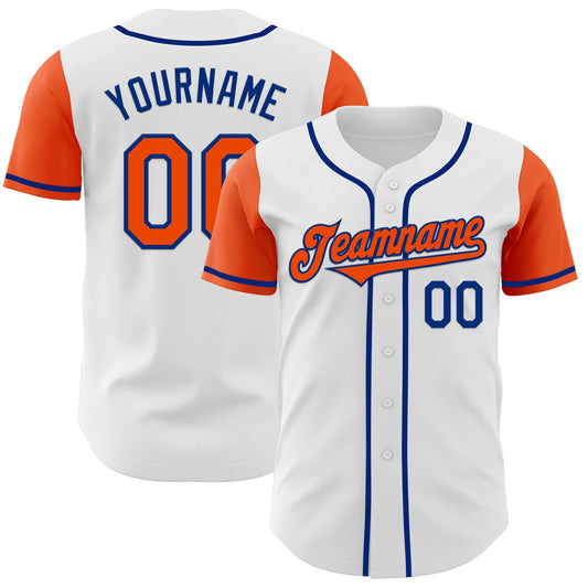 Custom White Orange-Royal Authentic Two Tone Baseball Jersey - Main View