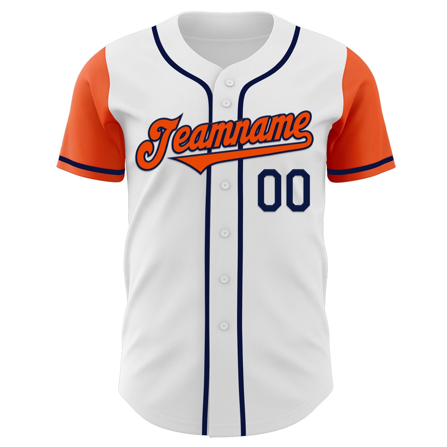 Custom White Orange-Navy Authentic Two Tone Baseball Jersey view 2
