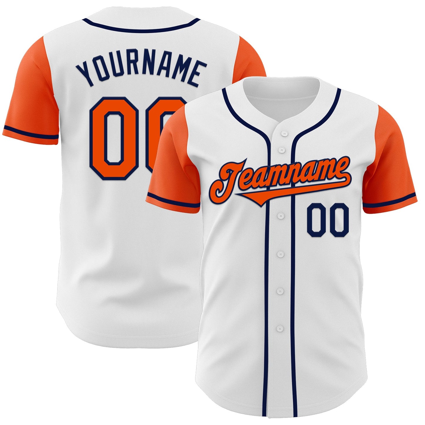 Custom White Orange-Navy Authentic Two Tone Baseball Jersey - Main View
