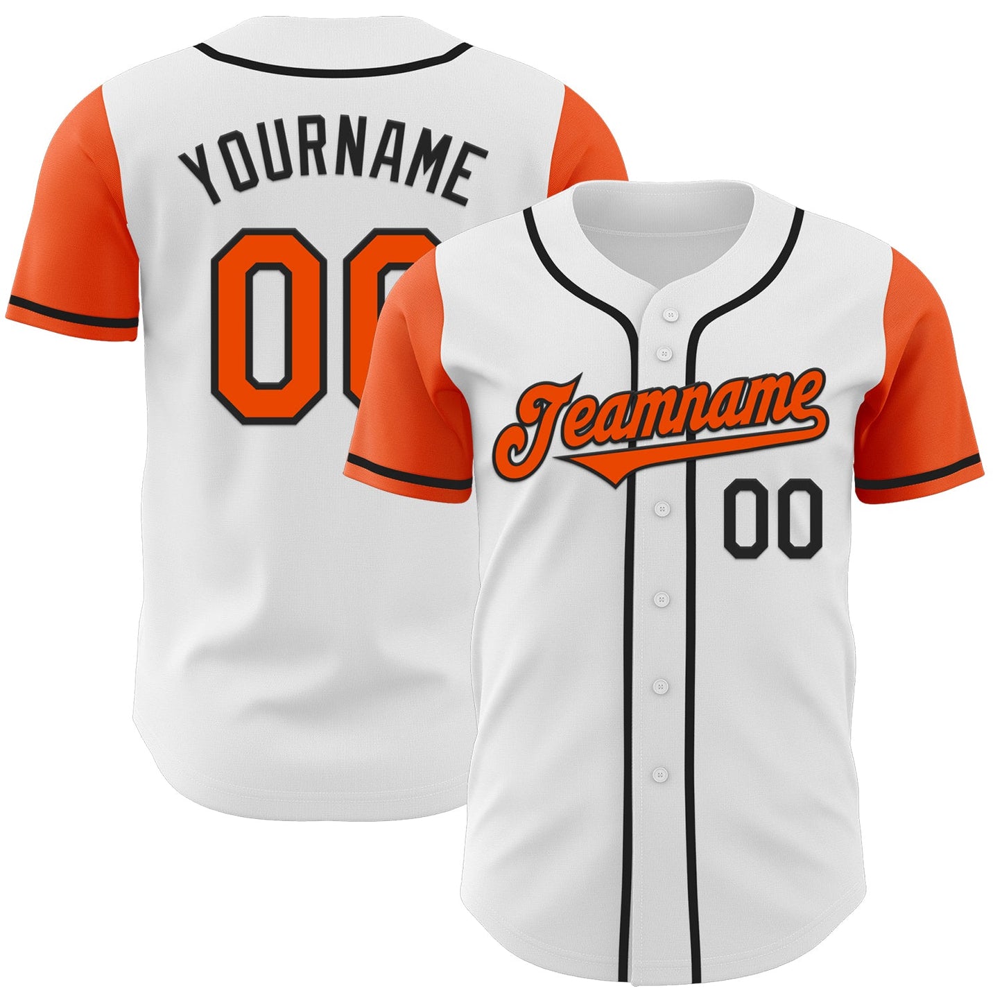 Custom White Orange-Black Authentic Two Tone Baseball Jersey - Main View