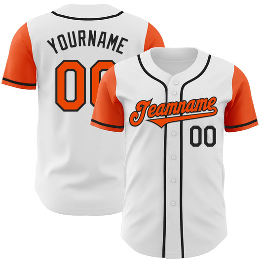 Custom White Orange-Black Authentic Two Tone Baseball Jersey - Main View