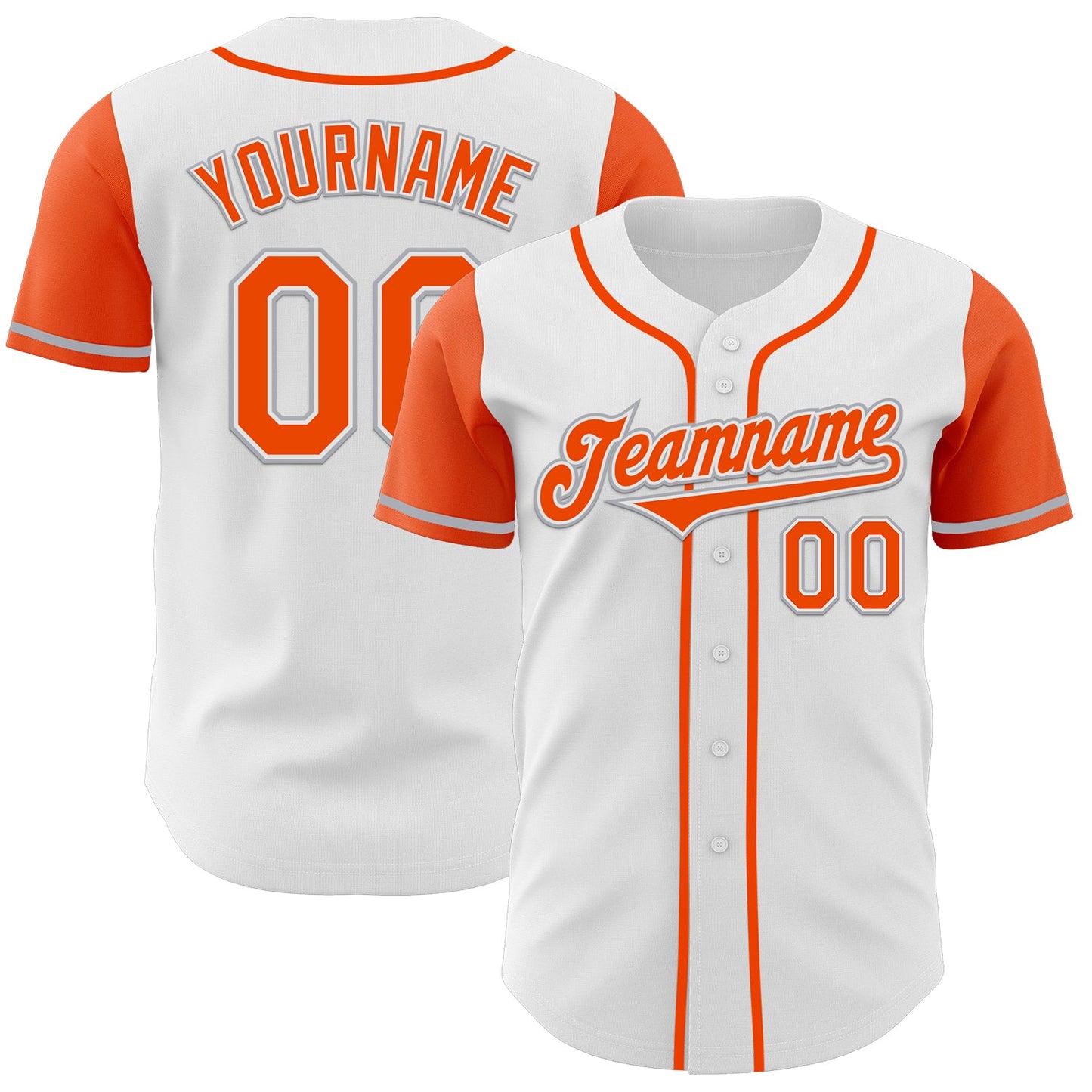 Custom White Orange-Gray Authentic Two Tone Baseball Jersey - Main View