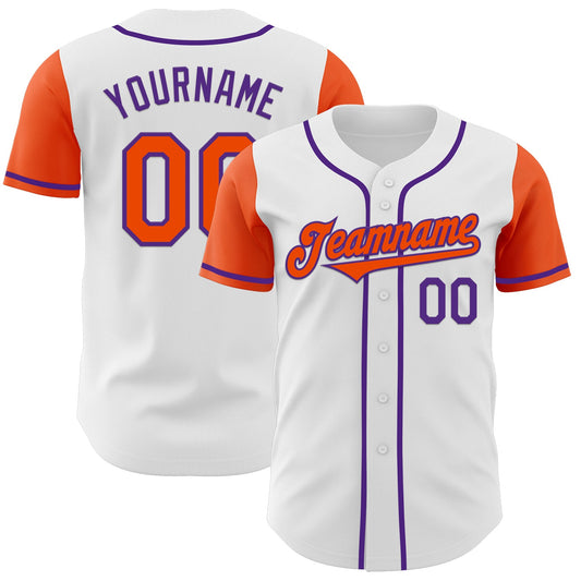 Custom White Orange-Purple Authentic Two Tone Baseball Jersey - Main View