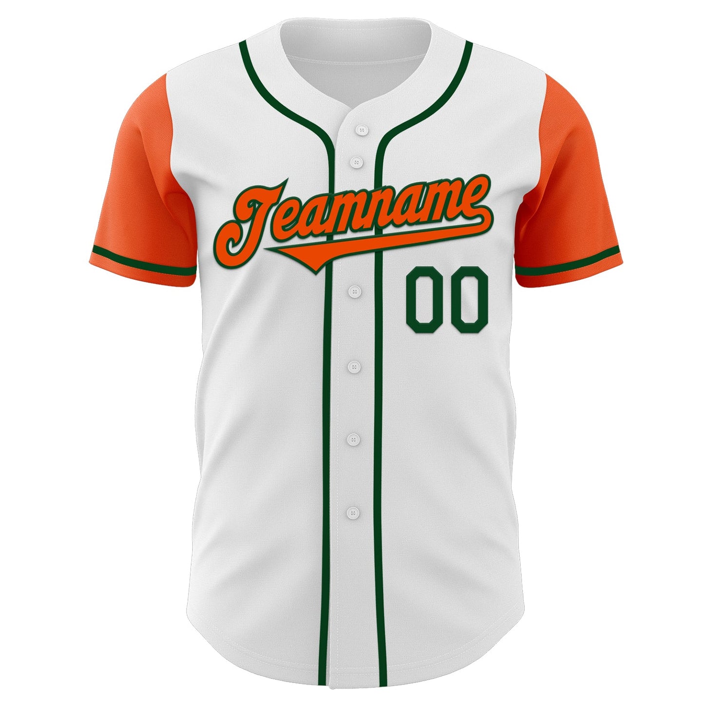 Custom White Orange-Green Authentic Two Tone Baseball Jersey view 2
