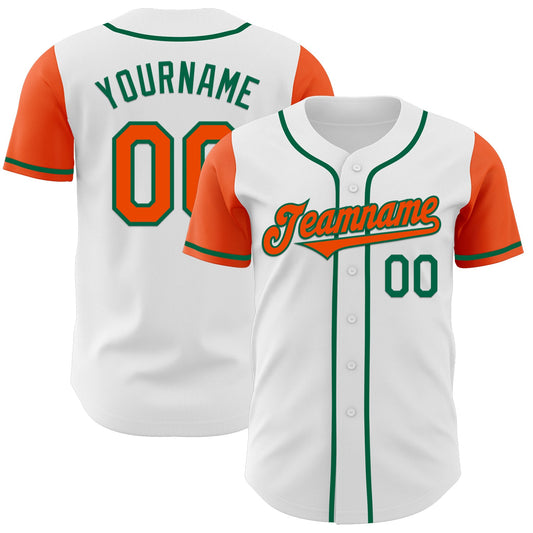 Custom White Orange-Kelly Green Authentic Two Tone Baseball Jersey - Main View