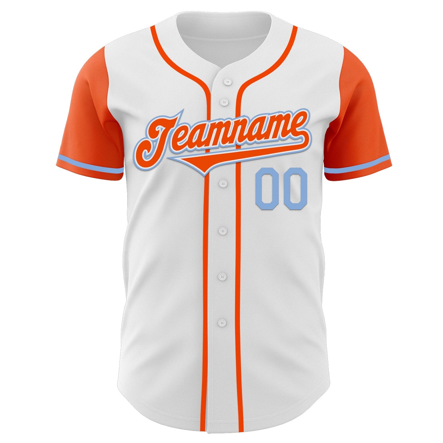 Custom White Orange-Light Blue Authentic Two Tone Baseball Jersey view 2