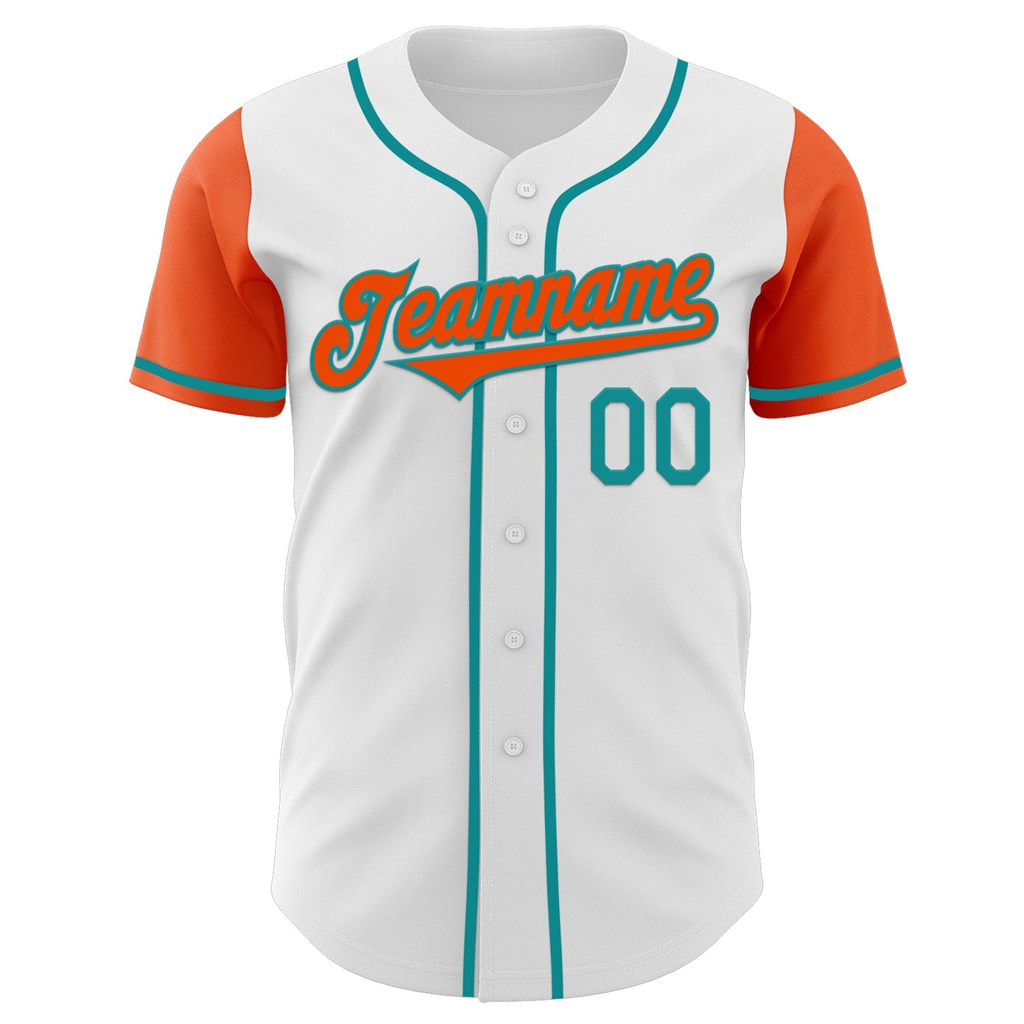 Custom White Orange-Teal Authentic Two Tone Baseball Jersey view 2