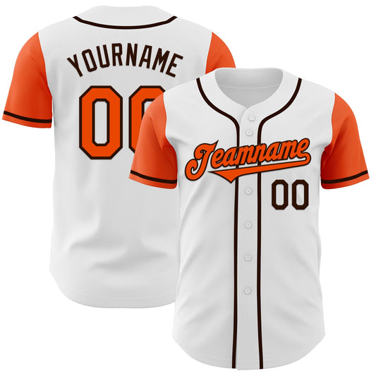 Custom White Orange-Brown Authentic Two Tone Baseball Jersey - Main View