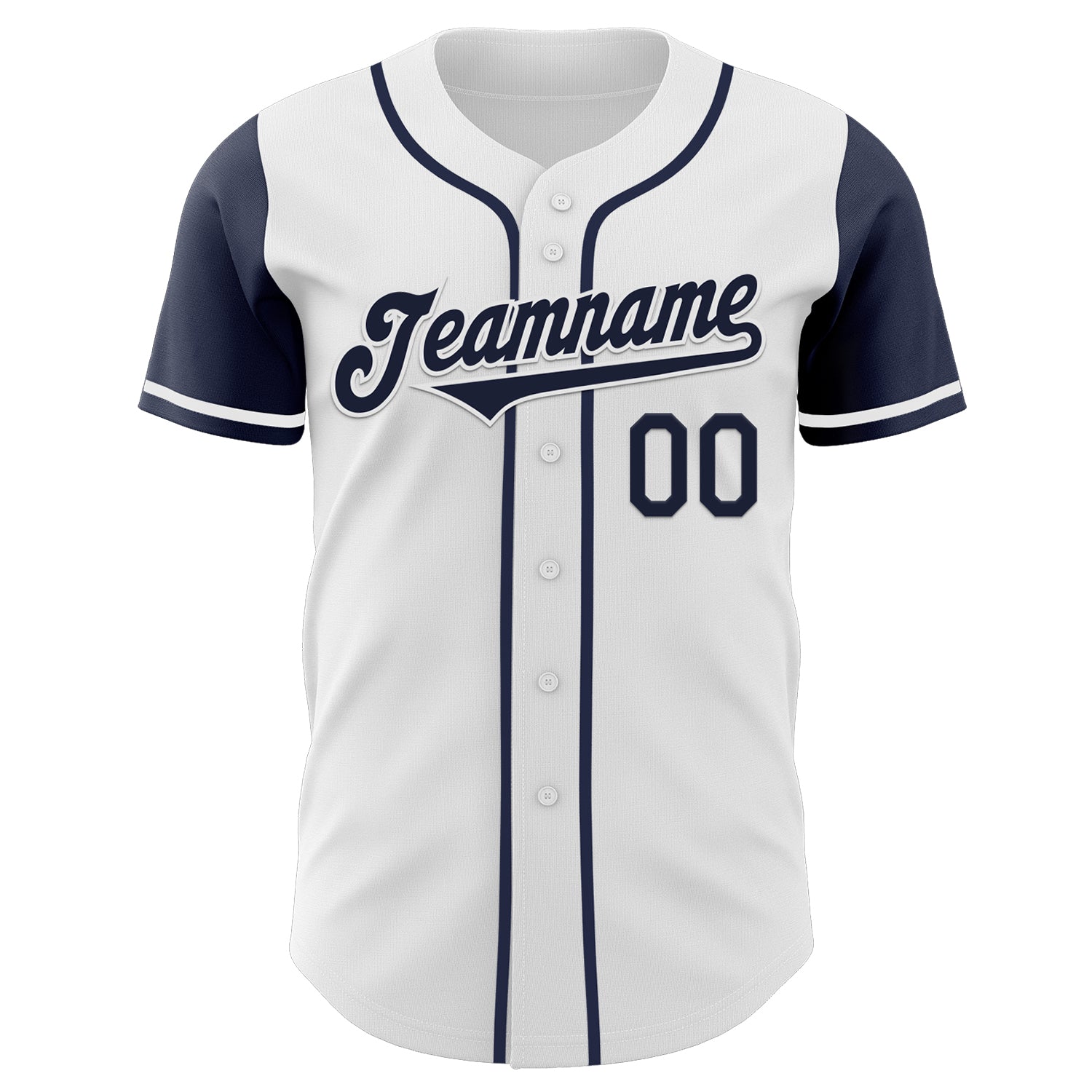 Custom White Navy Authentic Two Tone Baseball Jersey view 2
