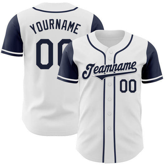 Custom White Navy Authentic Two Tone Baseball Jersey - Main View