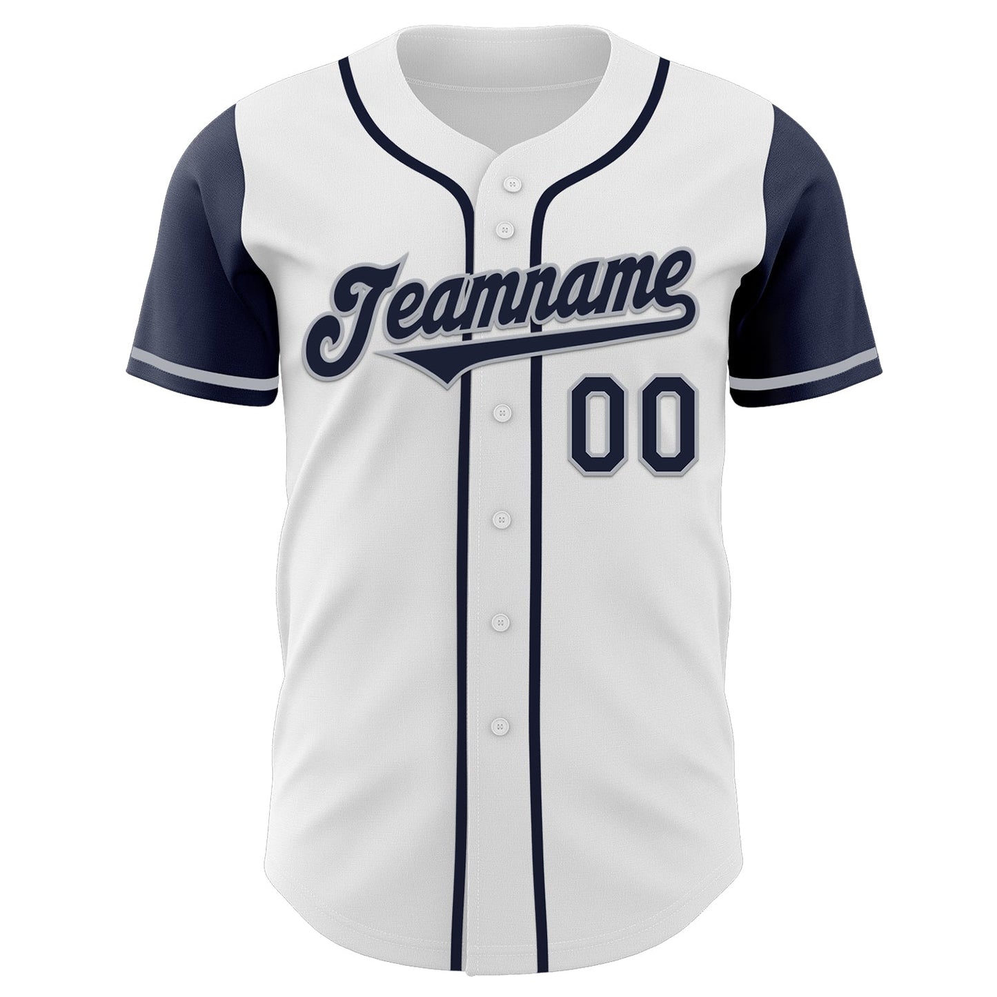 Custom White Navy-Gray Authentic Two Tone Baseball Jersey view 2