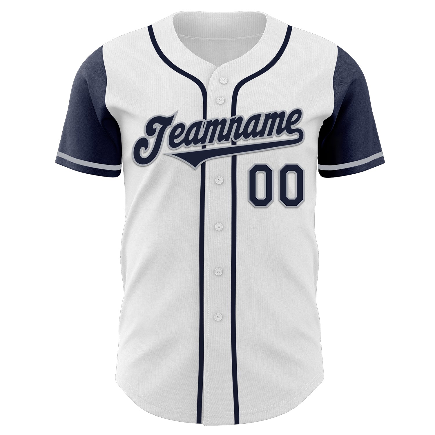 Custom White Navy-Gray Authentic Two Tone Baseball Jersey view 2