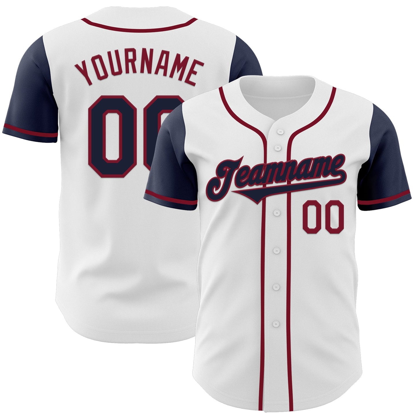 Custom White Navy-Crimson Authentic Two Tone Baseball Jersey - Main View