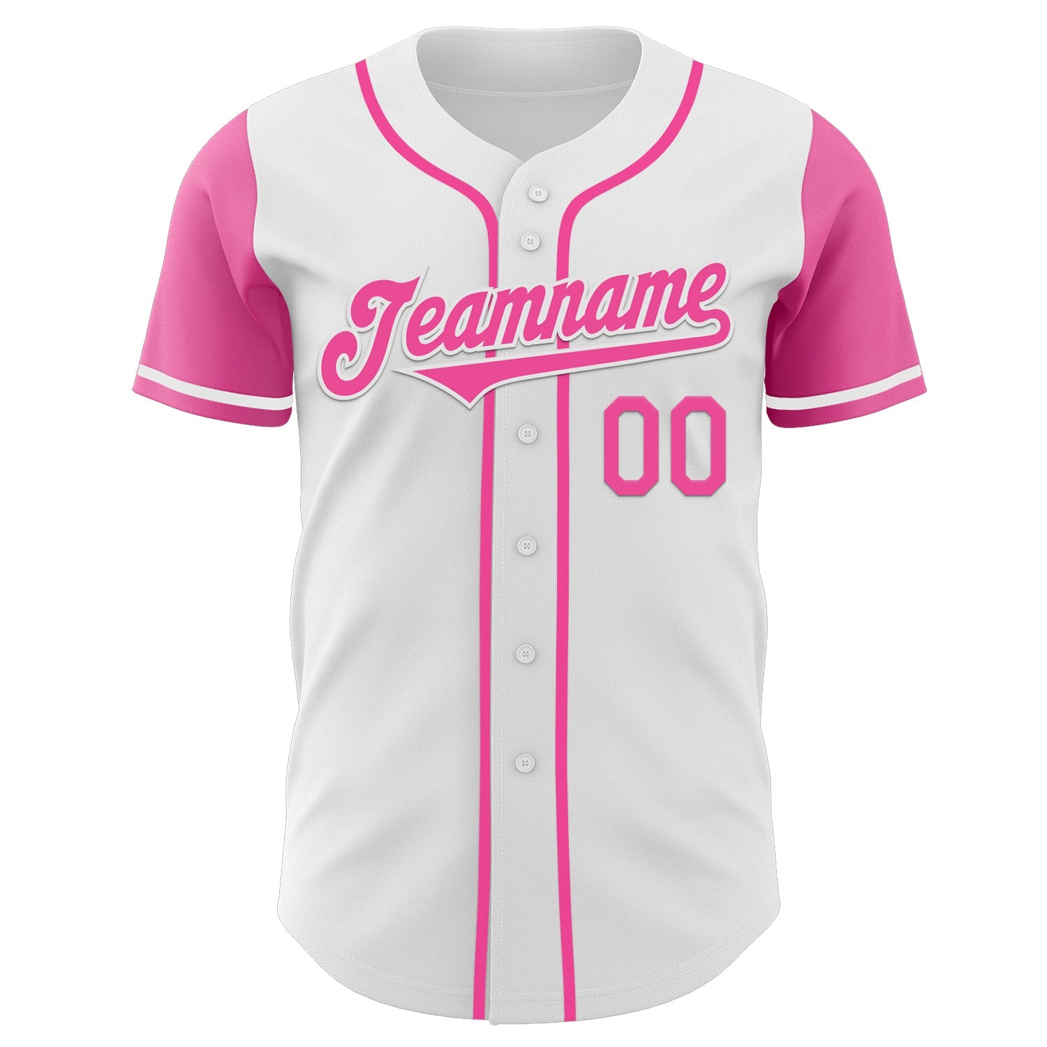 Custom White Pink Authentic Two Tone Baseball Jersey view 2