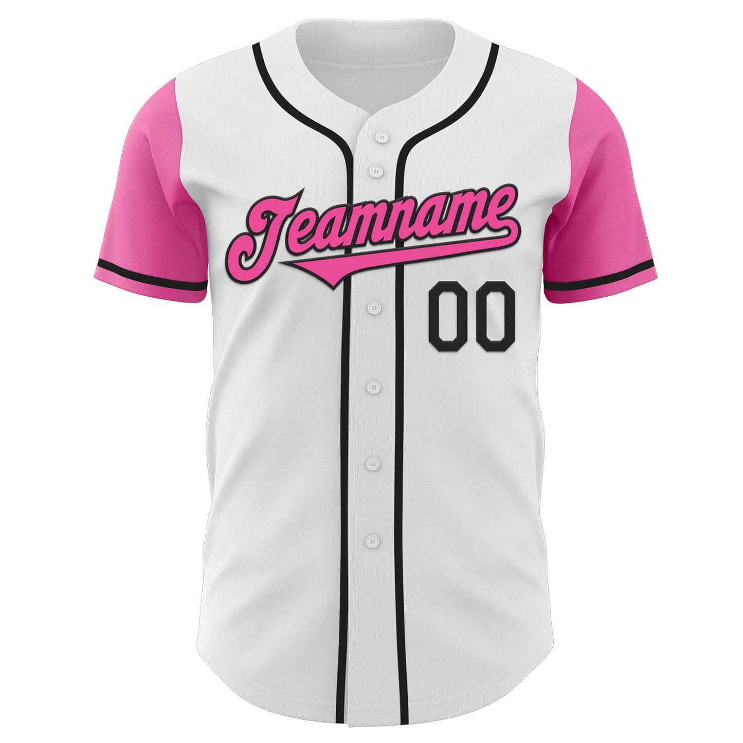 Custom White Pink-Black Authentic Two Tone Baseball Jersey view 2