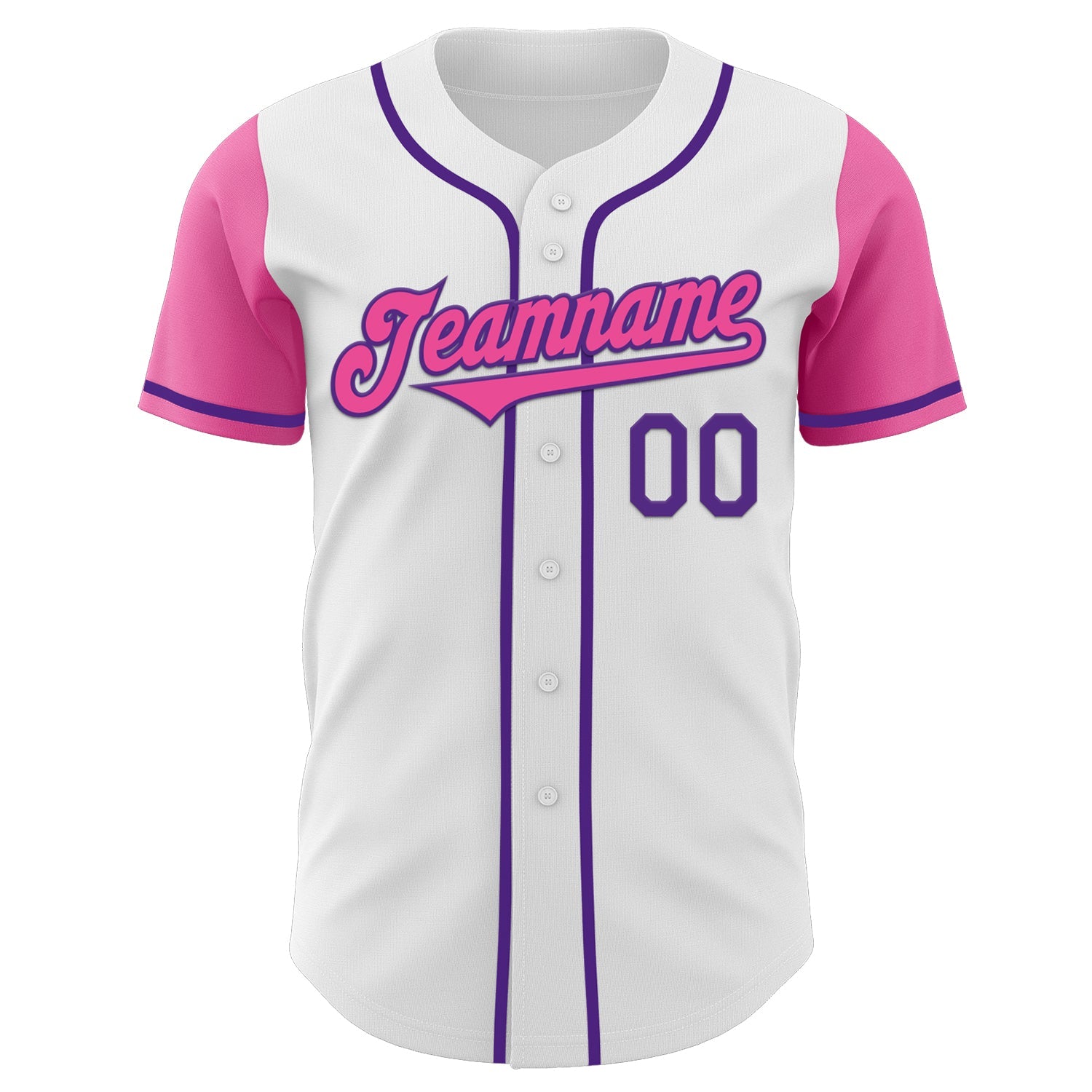 Custom White Pink-Purple Authentic Two Tone Baseball Jersey view 2