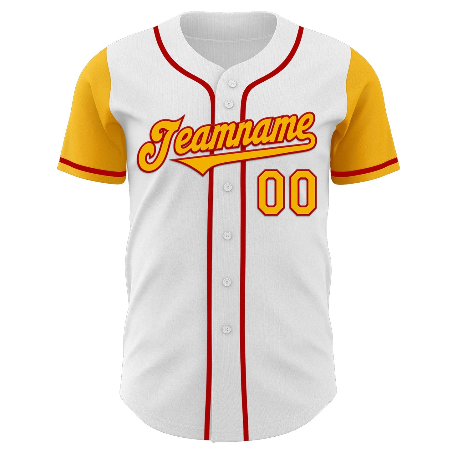 Custom White Gold-Red Authentic Two Tone Baseball Jersey view 2