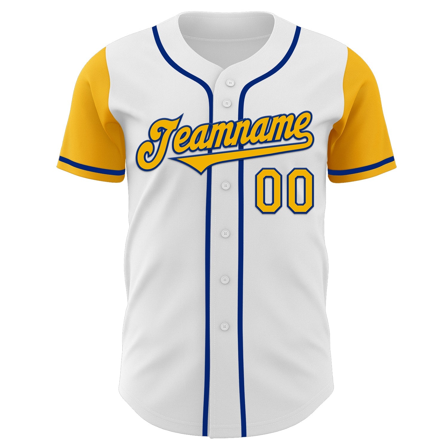 Custom White Gold-Royal Authentic Two Tone Baseball Jersey view 2