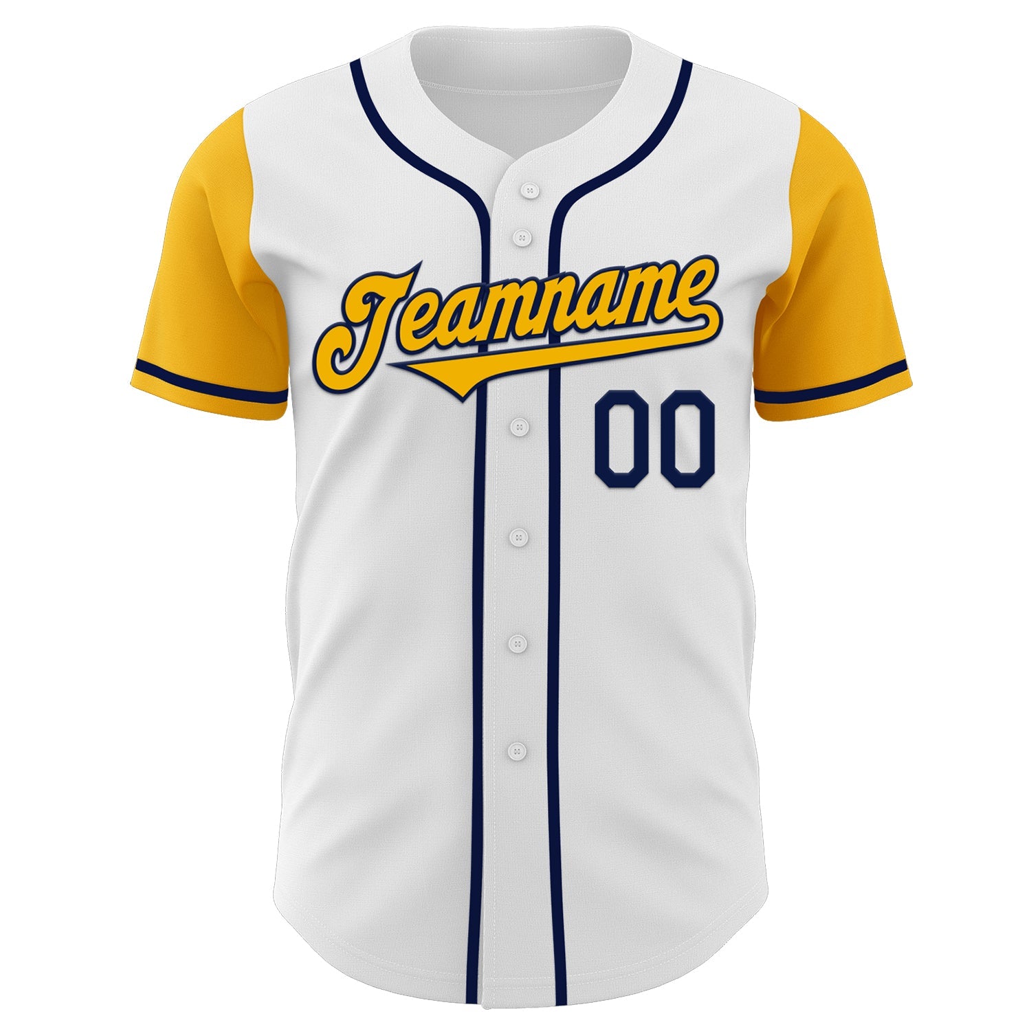 Custom White Gold-Navy Authentic Two Tone Baseball Jersey view 2