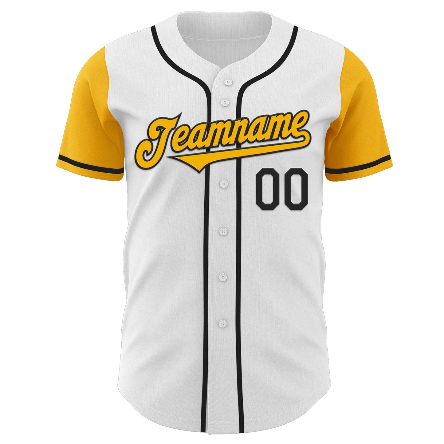 Custom White Gold-Black Authentic Two Tone Baseball Jersey view 2
