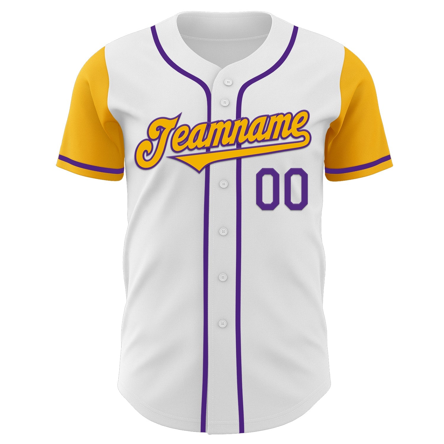 Custom White Gold-Purple Authentic Two Tone Baseball Jersey view 2