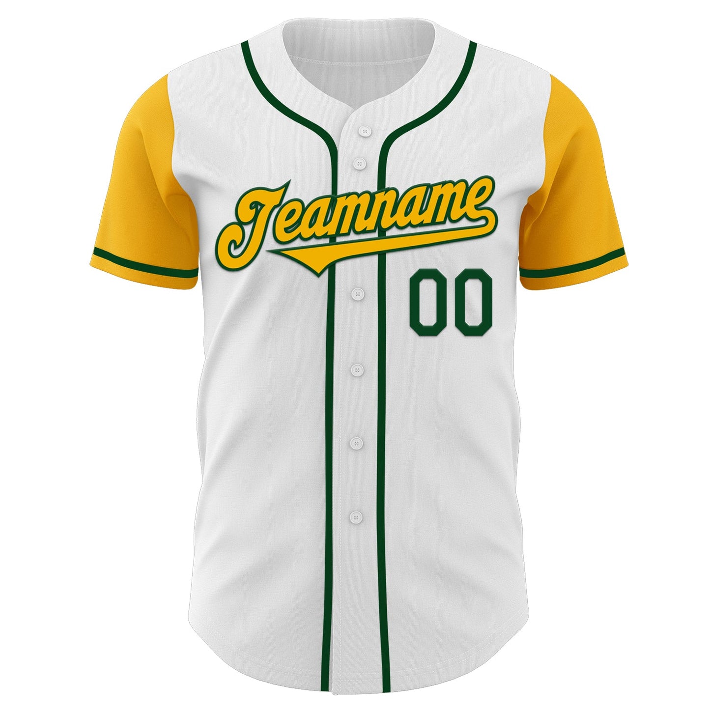 Custom White Gold-Green Authentic Two Tone Baseball Jersey view 2