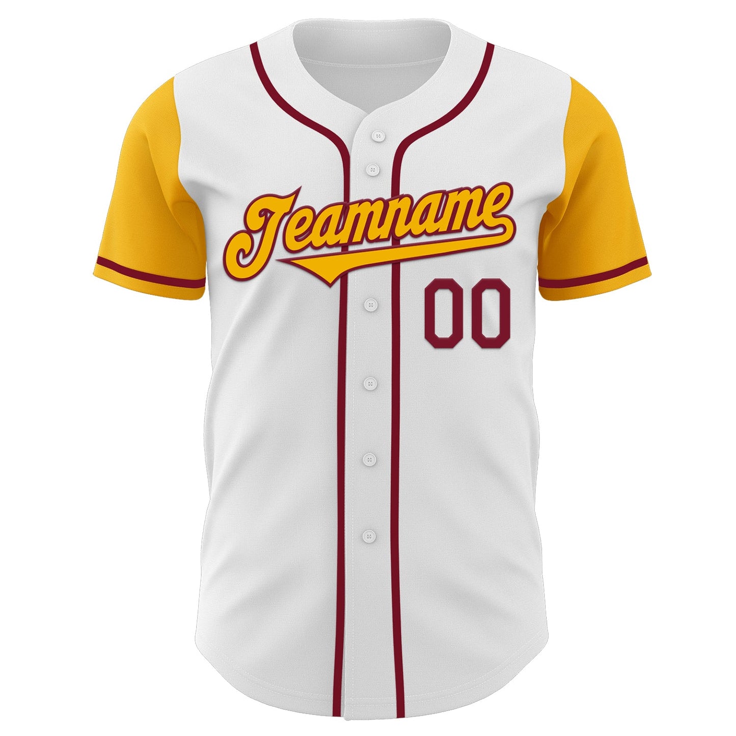 Custom White Gold-Crimson Authentic Two Tone Baseball Jersey view 2