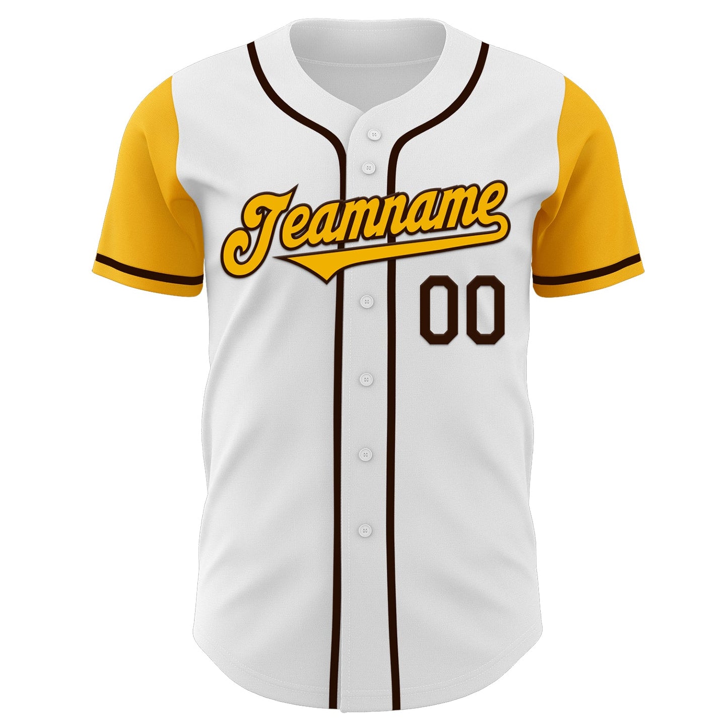Custom White Gold-Brown Authentic Two Tone Baseball Jersey view 2