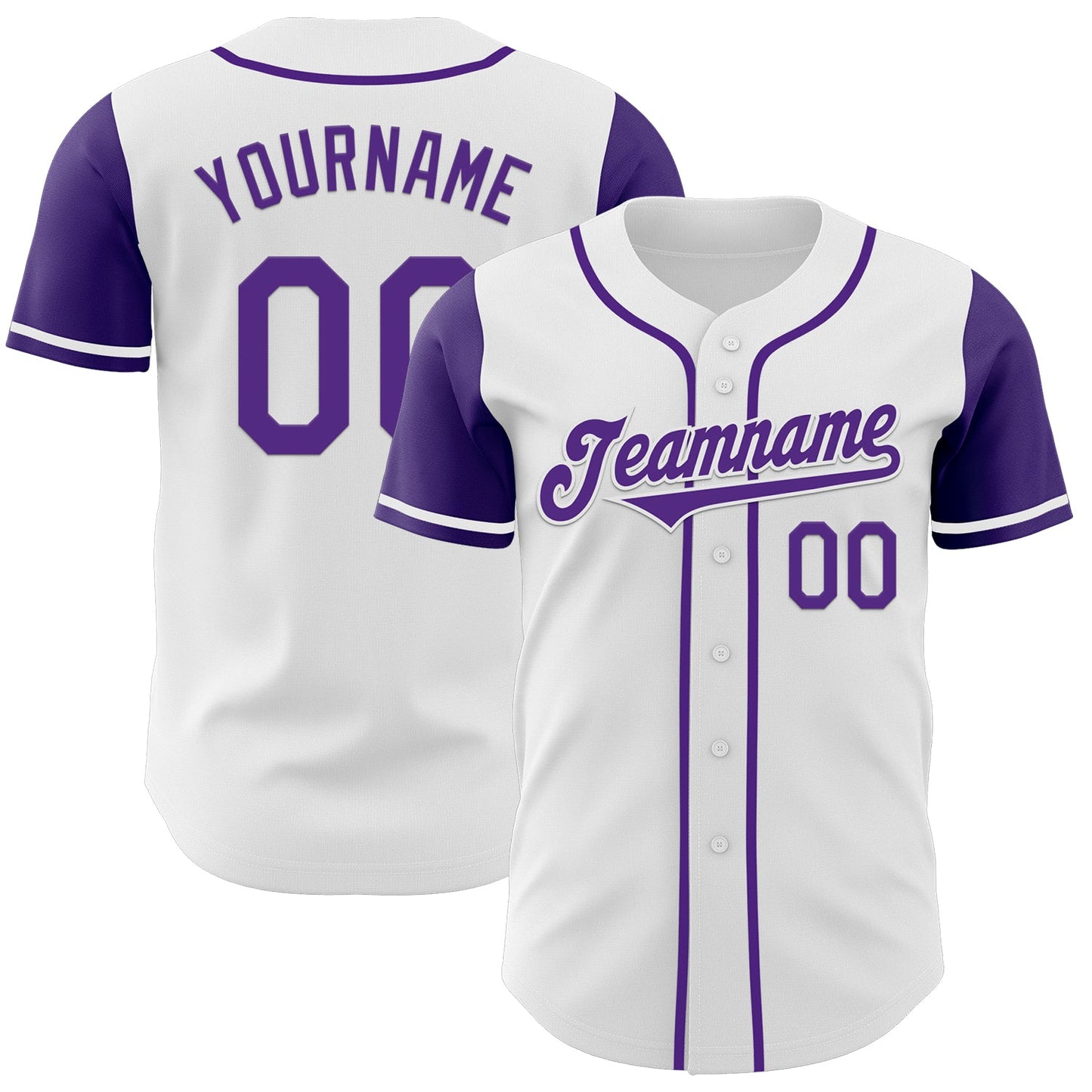Custom White Purple Authentic Two Tone Baseball Jersey - Main View