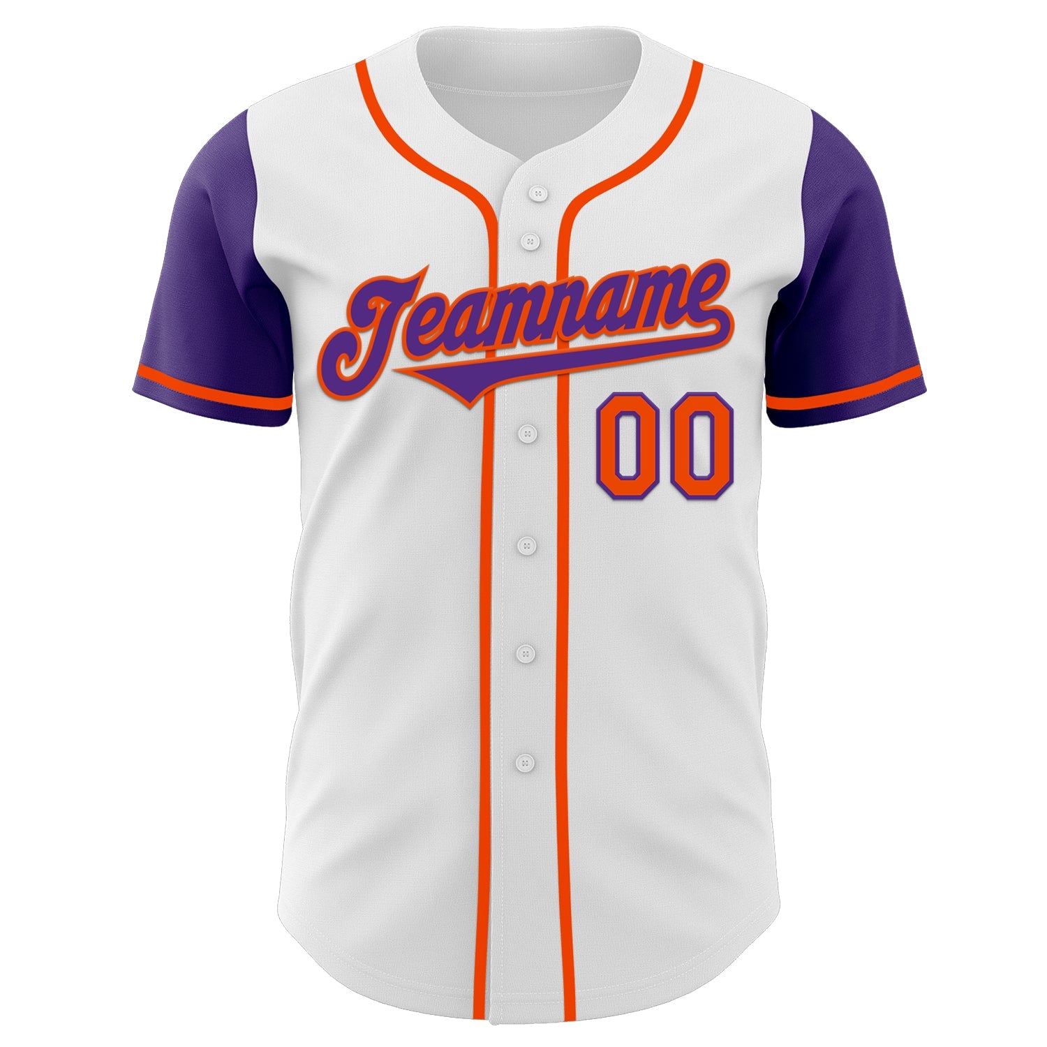 Custom White Purple-Orange Authentic Two Tone Baseball Jersey view 2