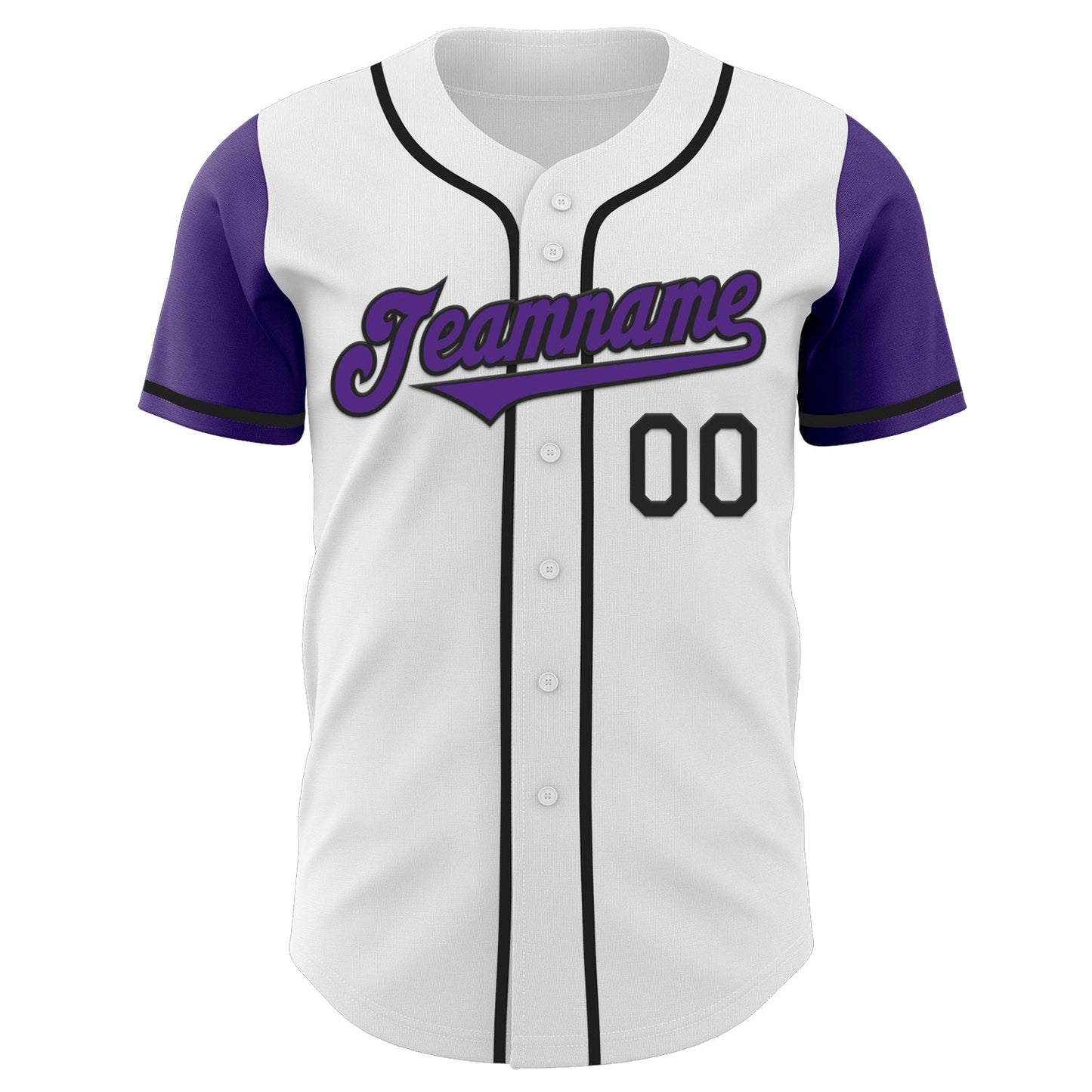 Custom White Purple-Black Authentic Two Tone Baseball Jersey view 2