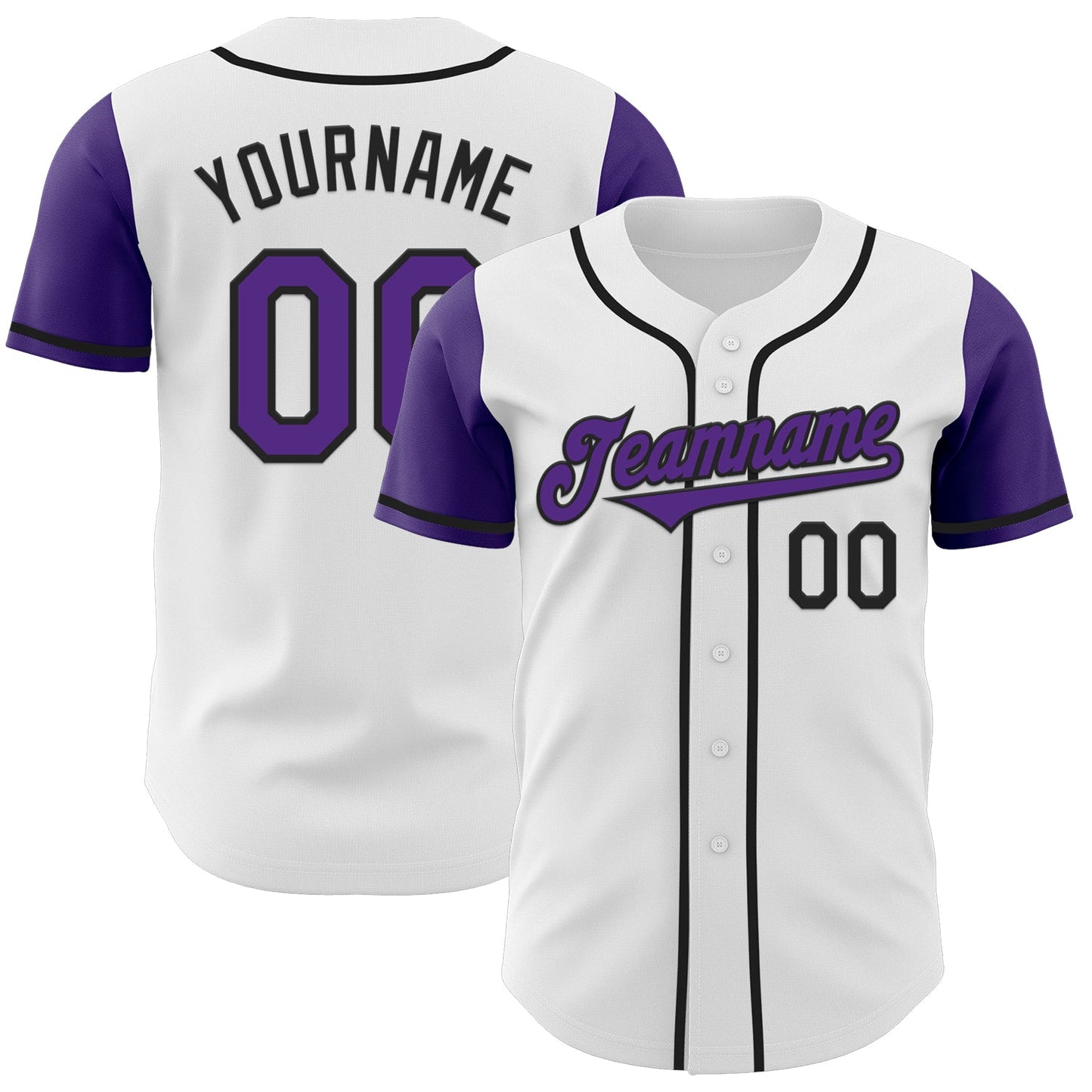 Custom White Purple-Black Authentic Two Tone Baseball Jersey - Main View