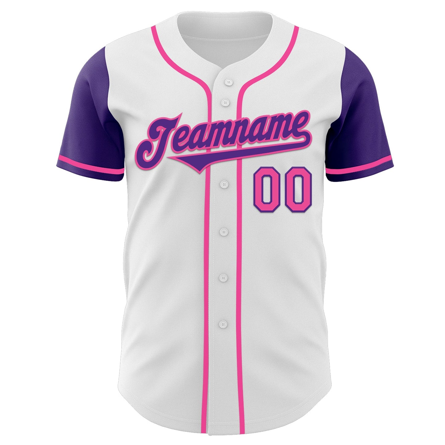 Custom White Purple-Pink Authentic Two Tone Baseball Jersey view 2