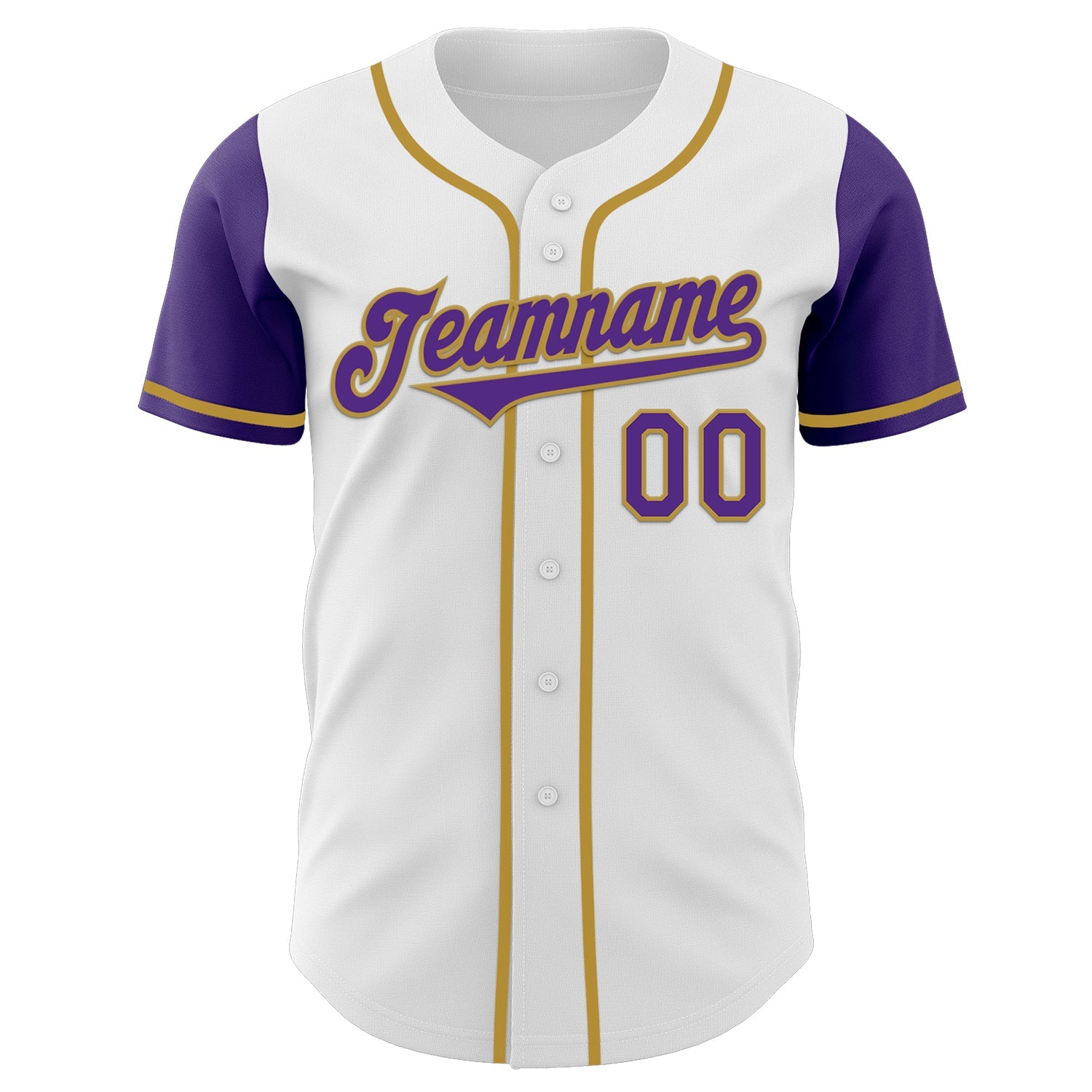 Custom White Purple-Old Gold Authentic Two Tone Baseball Jersey view 2