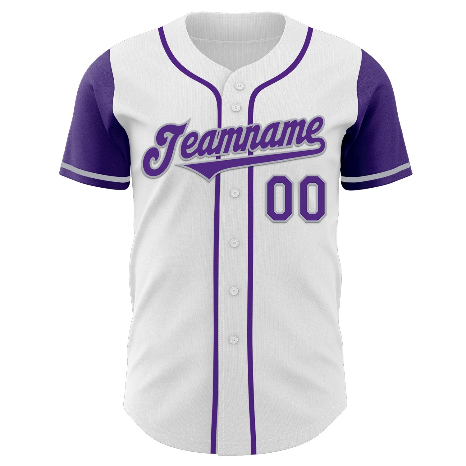 Custom White Purple-Gray Authentic Two Tone Baseball Jersey view 2