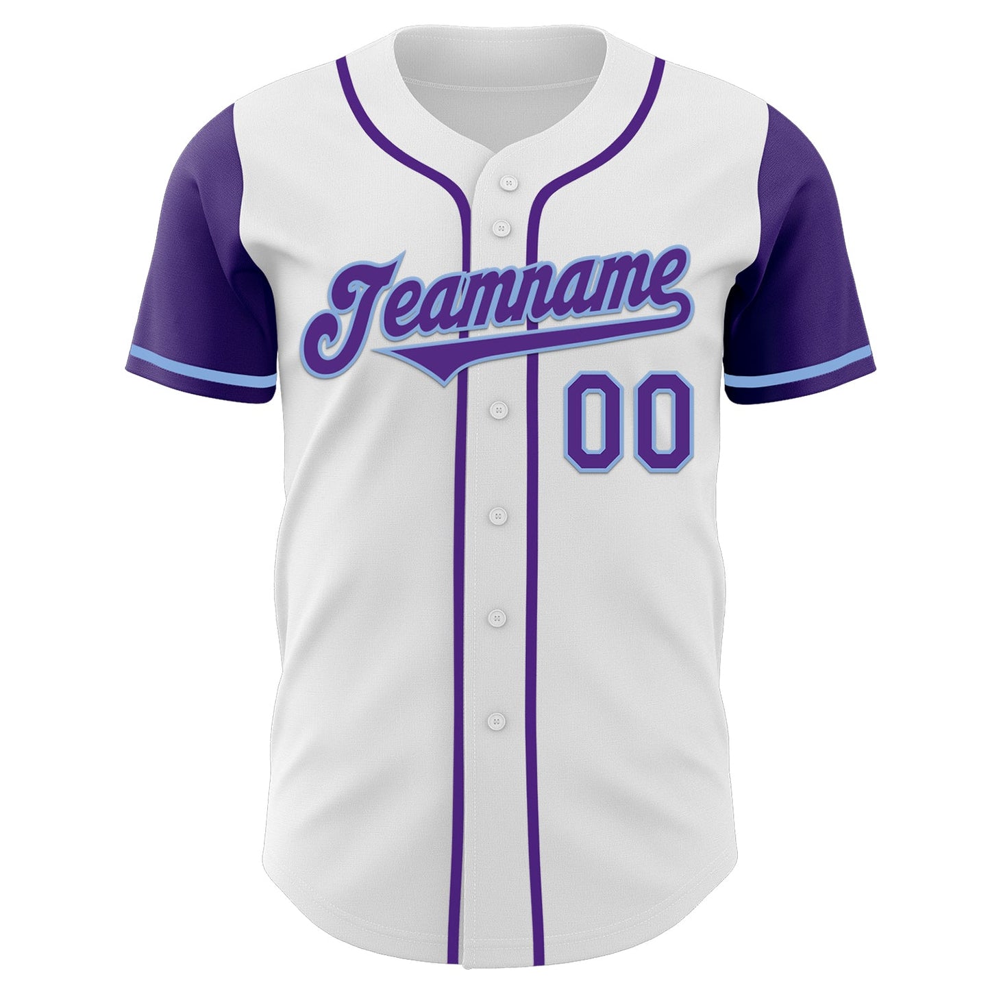 Custom White Purple-Light Blue Authentic Two Tone Baseball Jersey view 2