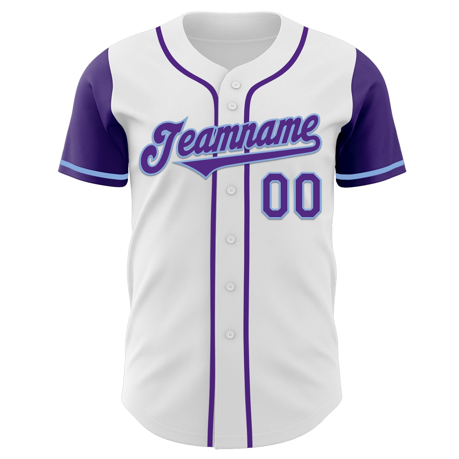 Custom White Purple-Light Blue Authentic Two Tone Baseball Jersey view 2