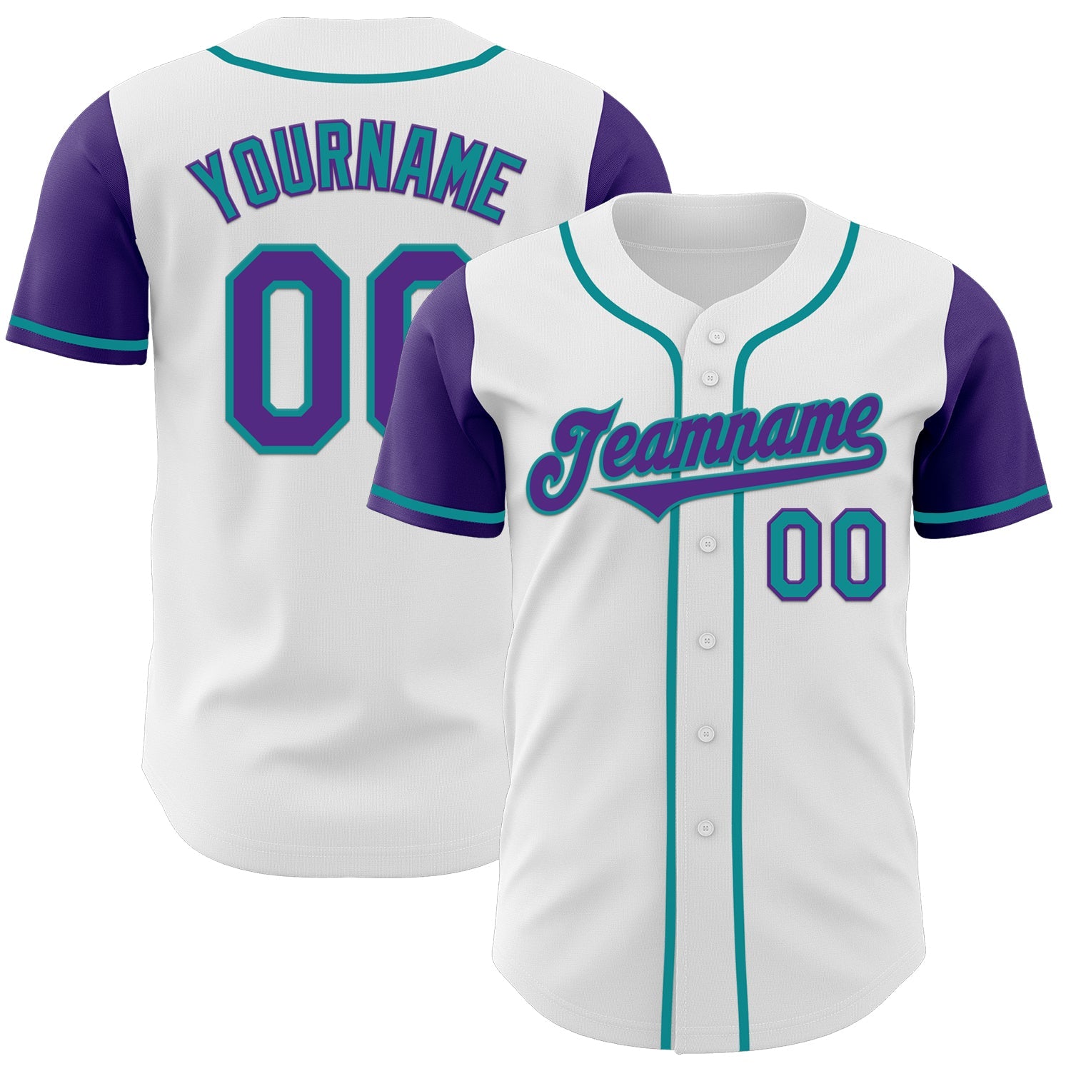 Custom White Purple-Teal Authentic Two Tone Baseball Jersey - Main View