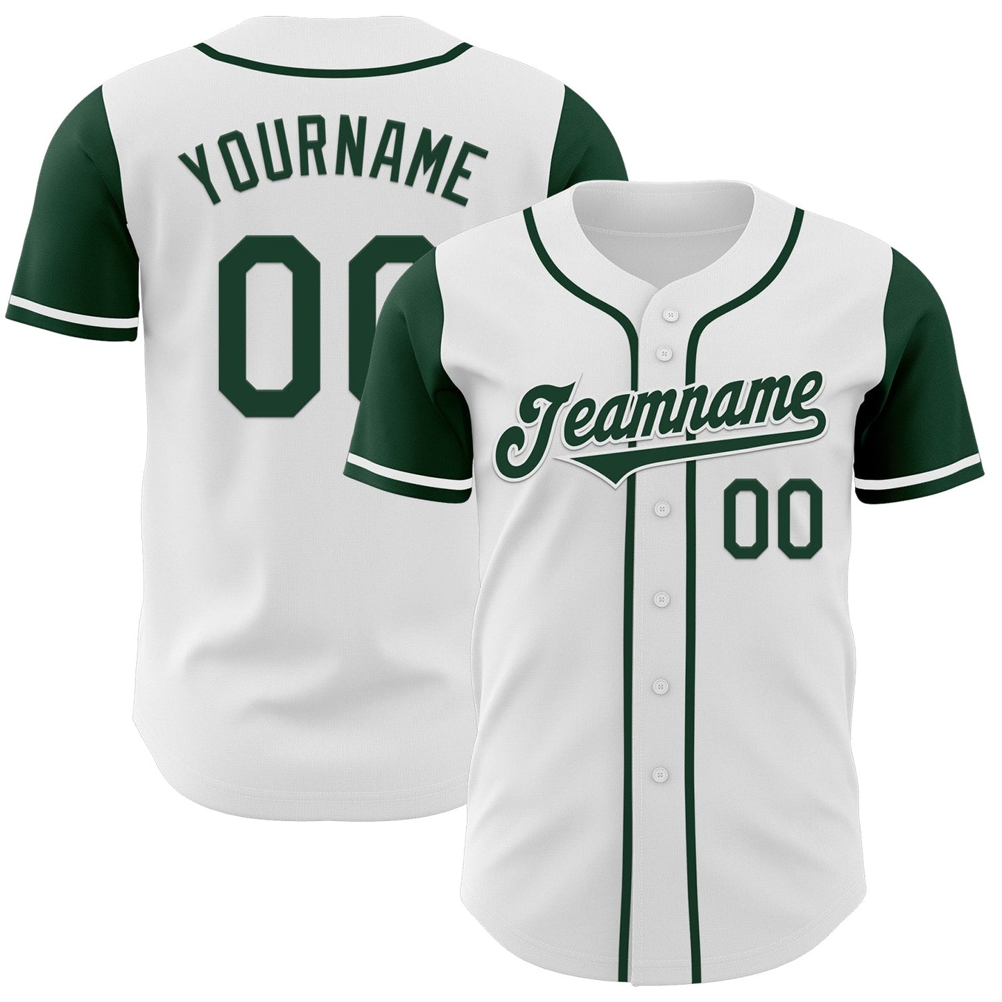 Custom White Green Authentic Two Tone Baseball Jersey - Main View