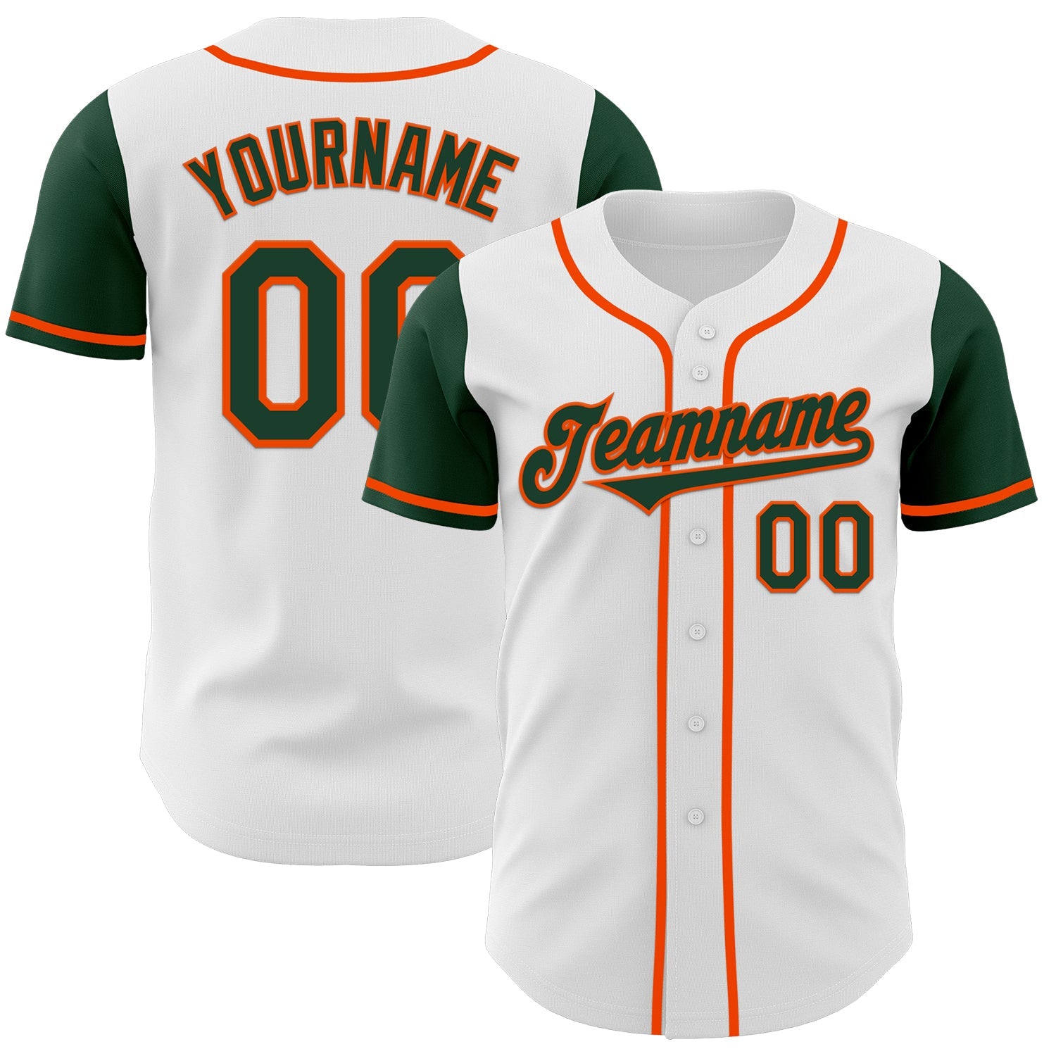 Custom White Green-Orange Authentic Two Tone Baseball Jersey - Main View