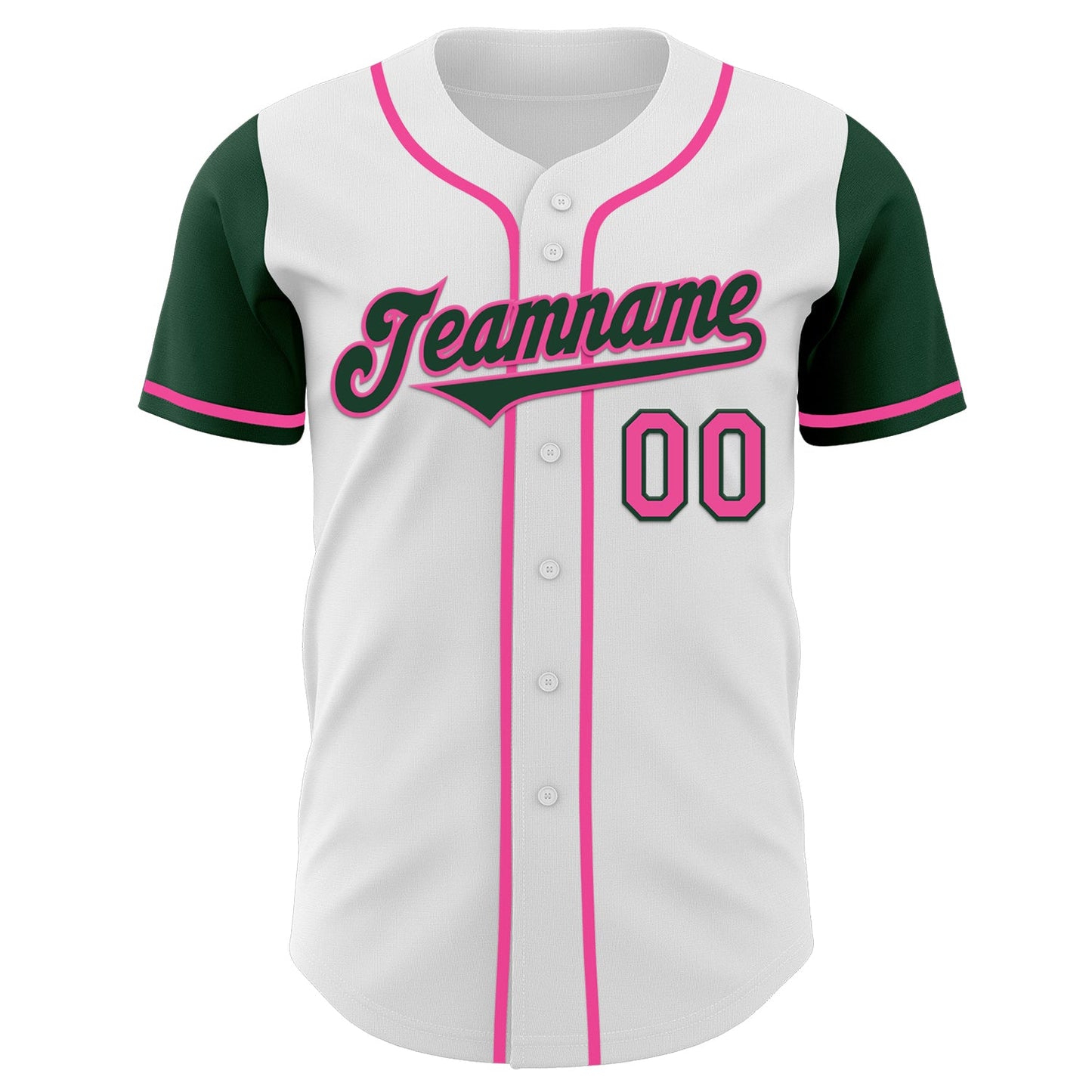Custom White Green-Pink Authentic Two Tone Baseball Jersey view 2