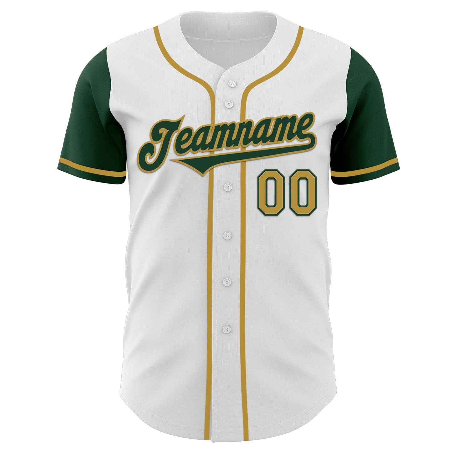 Custom White Green-Old Gold Authentic Two Tone Baseball Jersey view 2