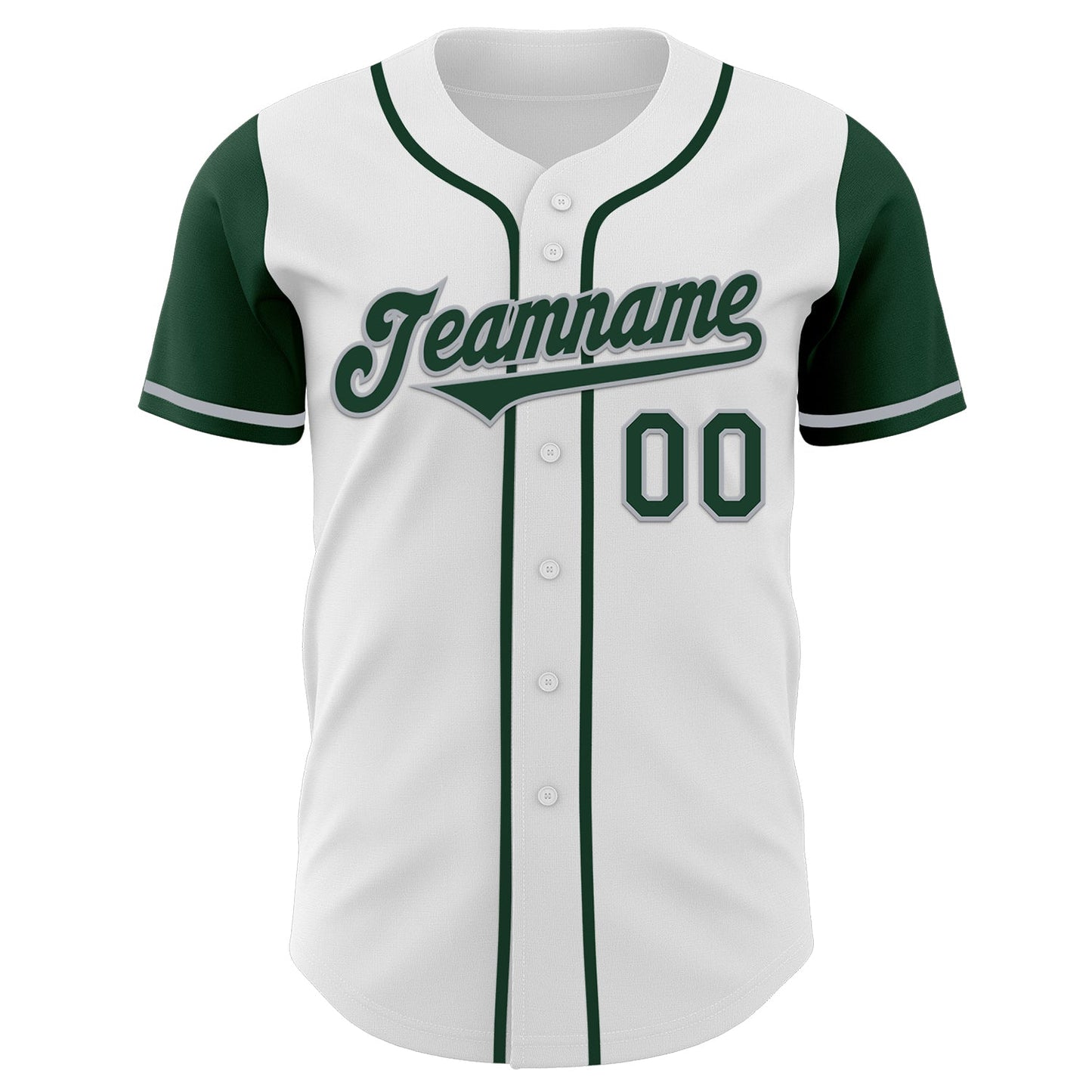 Custom White Green-Gray Authentic Two Tone Baseball Jersey view 2